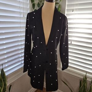 Saint Genies Black Blazer With Pearls